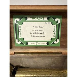 Vintage Thorens Music Box With 4 Songs. Works Excellent. In Excellent Condition